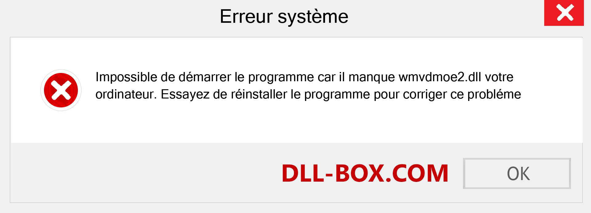 Le fichier wmvdmoe2.dll est manquant ?. Télécharger pour Windows 7, 8, 10 - Correction de l'erreur manquante wmvdmoe2 dll sur Windows, photos, images